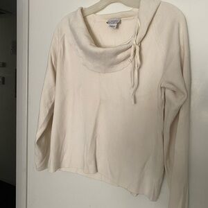 LOFT Cream Cowl Neck Sweater with Textured Knit